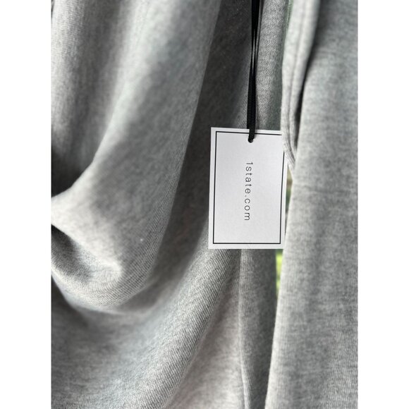 NEW 1STATE Cross Front Womens L V-Neck Long Sleeve Gray Knit Top Draping Stretch - Picture 5 of 8